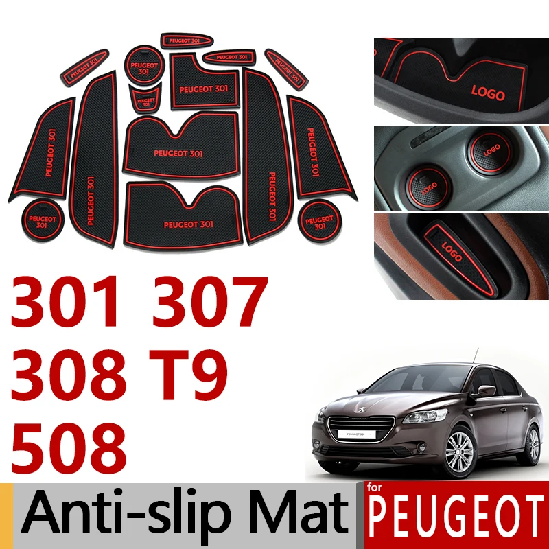 Противоскользящими резиновыми затворный слот, циновка чашки для peugeot 307 308 T9 301 508 2011 2012 2013 SW, аксессуары для Стикеры