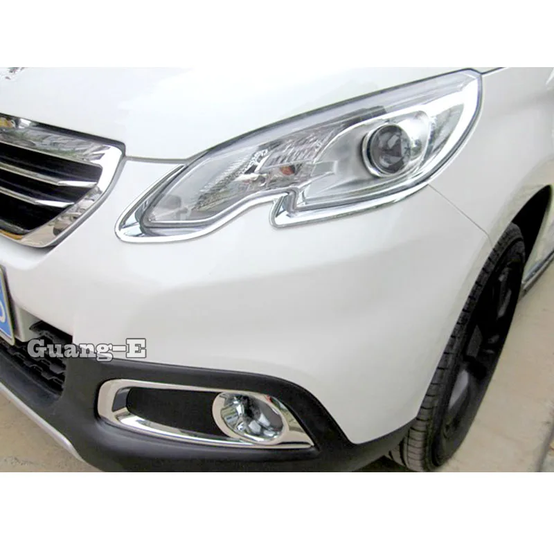 2 шт. хромированные панели для обнаружения передних фар кузова Peugeot 2008 2014 2015 2016
