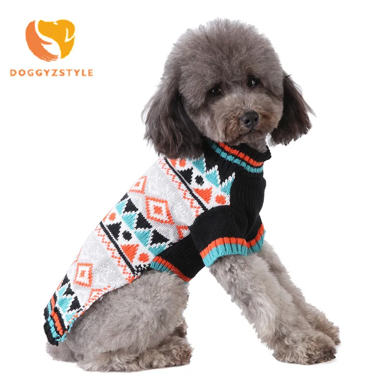 1 шт. китайский вязаный собачий пуловер с квадратным узором зимний свитер для