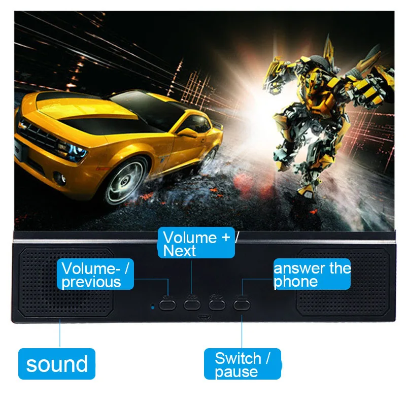 

12" Screen Amplifier Mobile Phone Magnifying Glass HD Stand Video Screen Enlarged Phone Enlarger Holder With Speaker Office Home