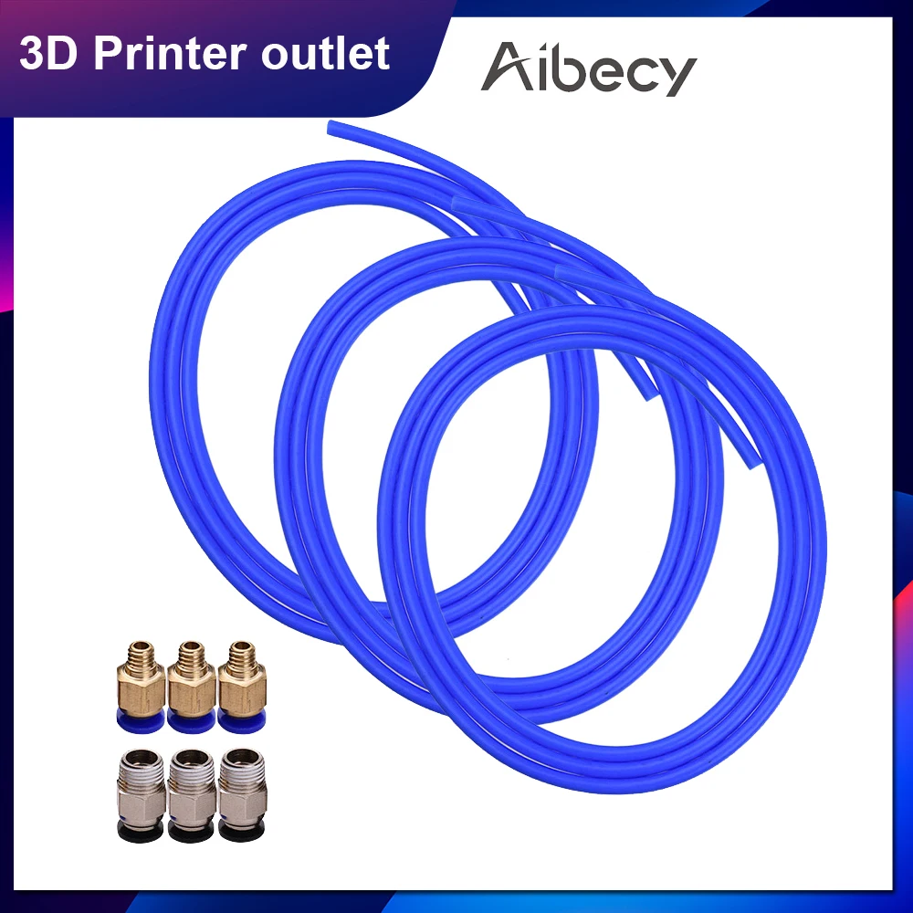Aibecy 3 шт. синий фторопластовая трубка шланг 1 м с PC4 M6 пневматические фитинги из
