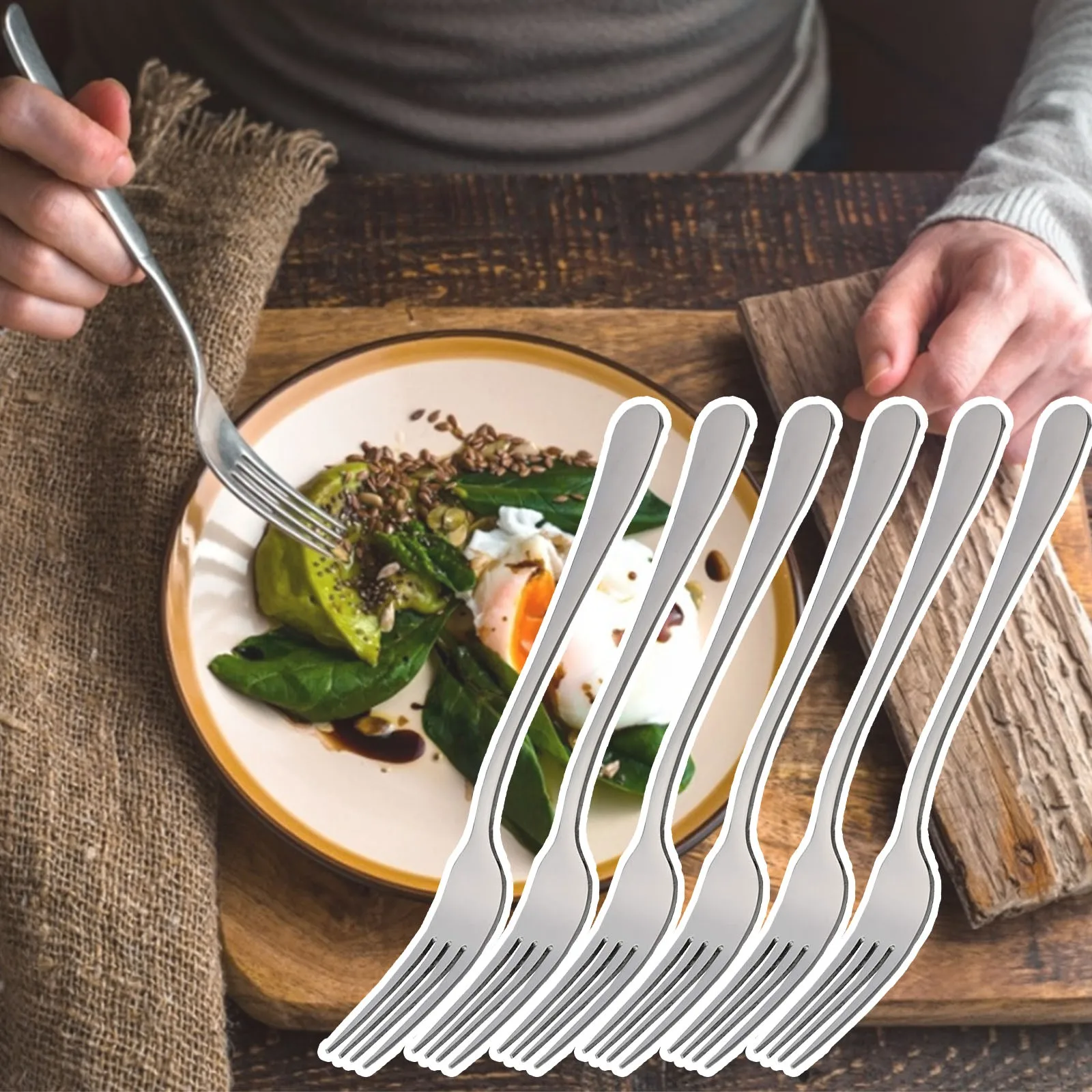 

Dinnerware Cutlery Mirror Stainless Steel Tableware6Pcs/Set Gold Fork Set Tea Cake Snack Fork Dessert Fruit Fork Silverware Set