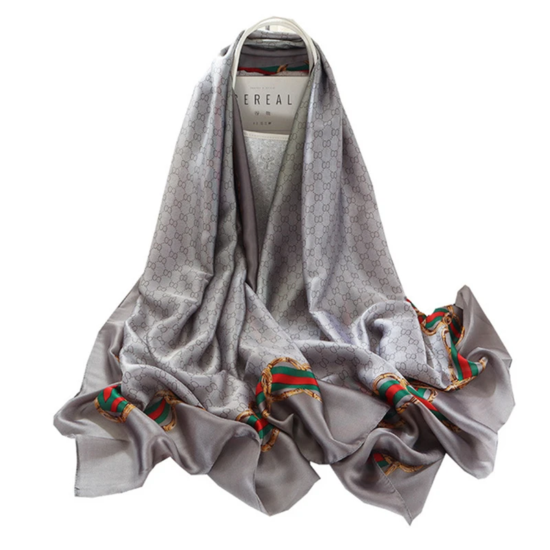 Летний солнцезащитный шарф имитация шелка женский в полоску пляжное полотенце