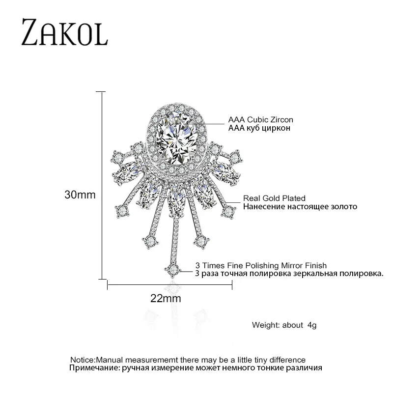 

ZAKOL Fashion Oval Zircon Stud Earrings for Women White Gold Color Crystal Wedding Earrings Bridal Jewelry Gift FSEP2282