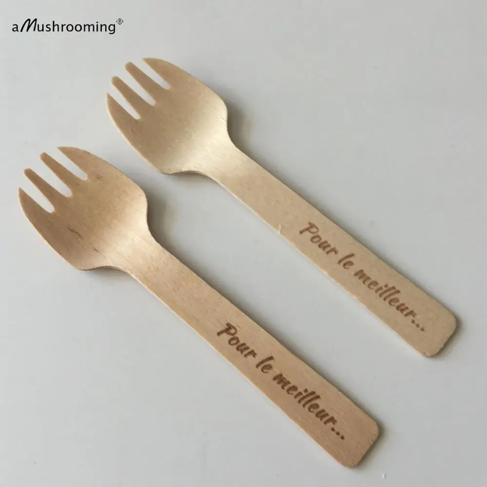 100 шт. персонализированные мини вилки на свадьбу день рождения буфетный стол из