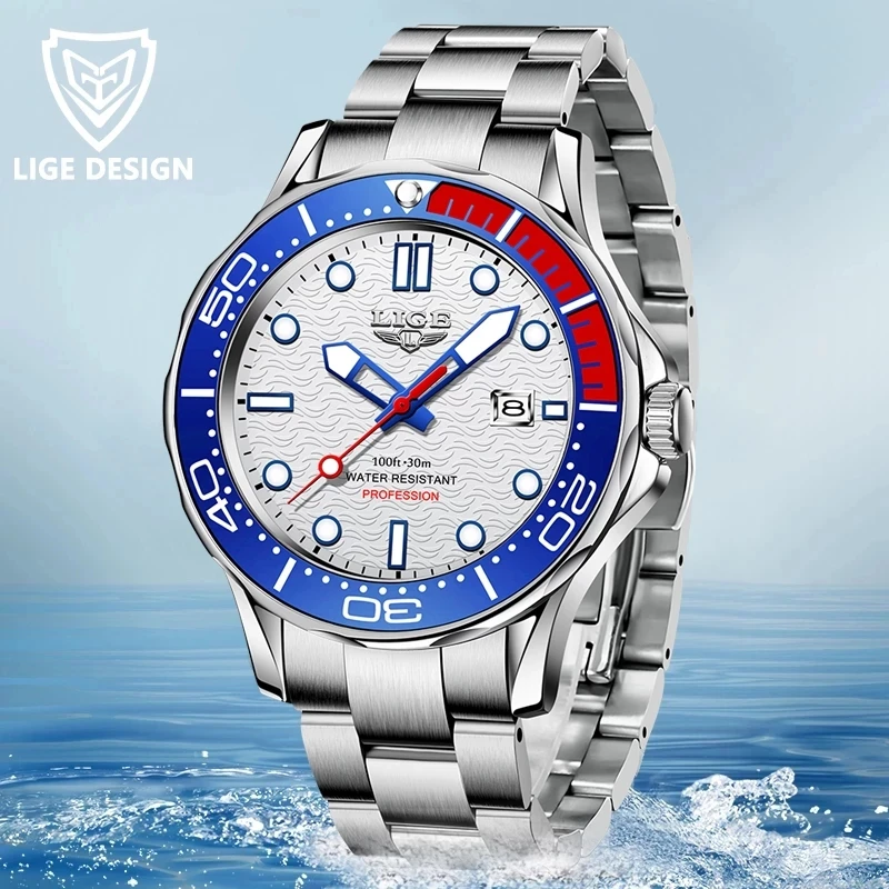 

2021 New LIGE Watch for Men Warterproof Sport Mens Watches Top Brand Luxury Clocks Male Quartz Wristwatch Relogio Masculino+Box