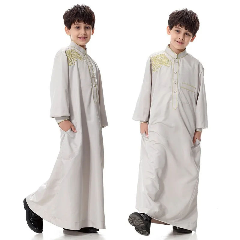 islamic arab clothing for children embroidery arab jubba thobe children robe islam pakistan abaya kaftan for kids dishdasha 2020