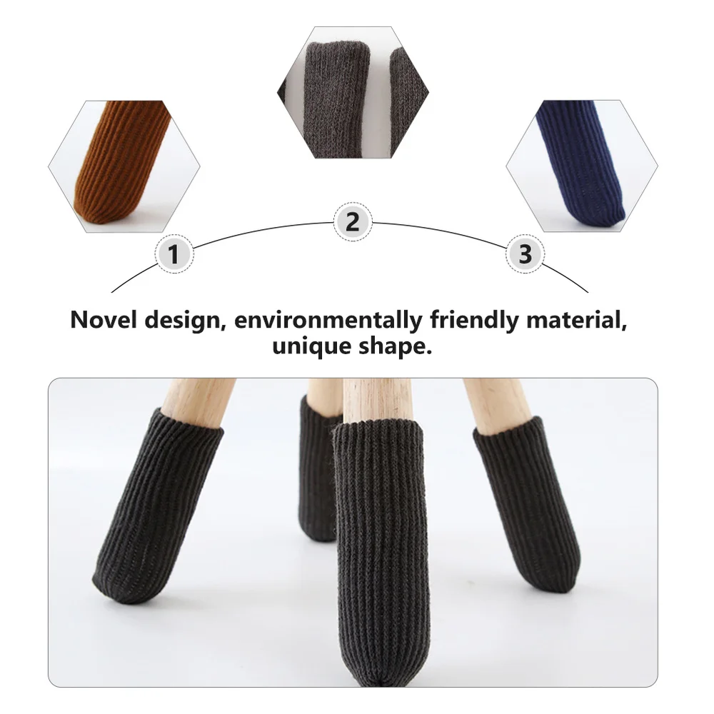 

3 Sets of Thick Furniture Leg Socks Knitted Chair Leg Socks Floor Protectors