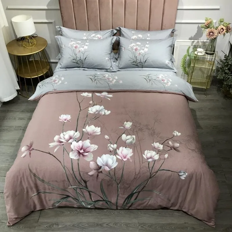 

Vintage Birds Flowers Blossom Duvet Cover 4pcs Set Bed Sheet Pillowcases 100% Cotton Soft Queen King size Bedding set