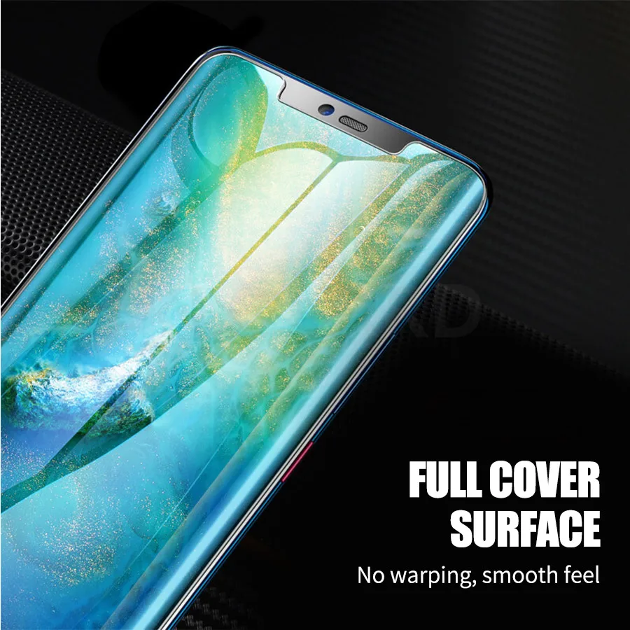3D УФ изогнутое жидкое закаленное стекло с полным клеем для Huawei Mate 20 Pro Nano полная