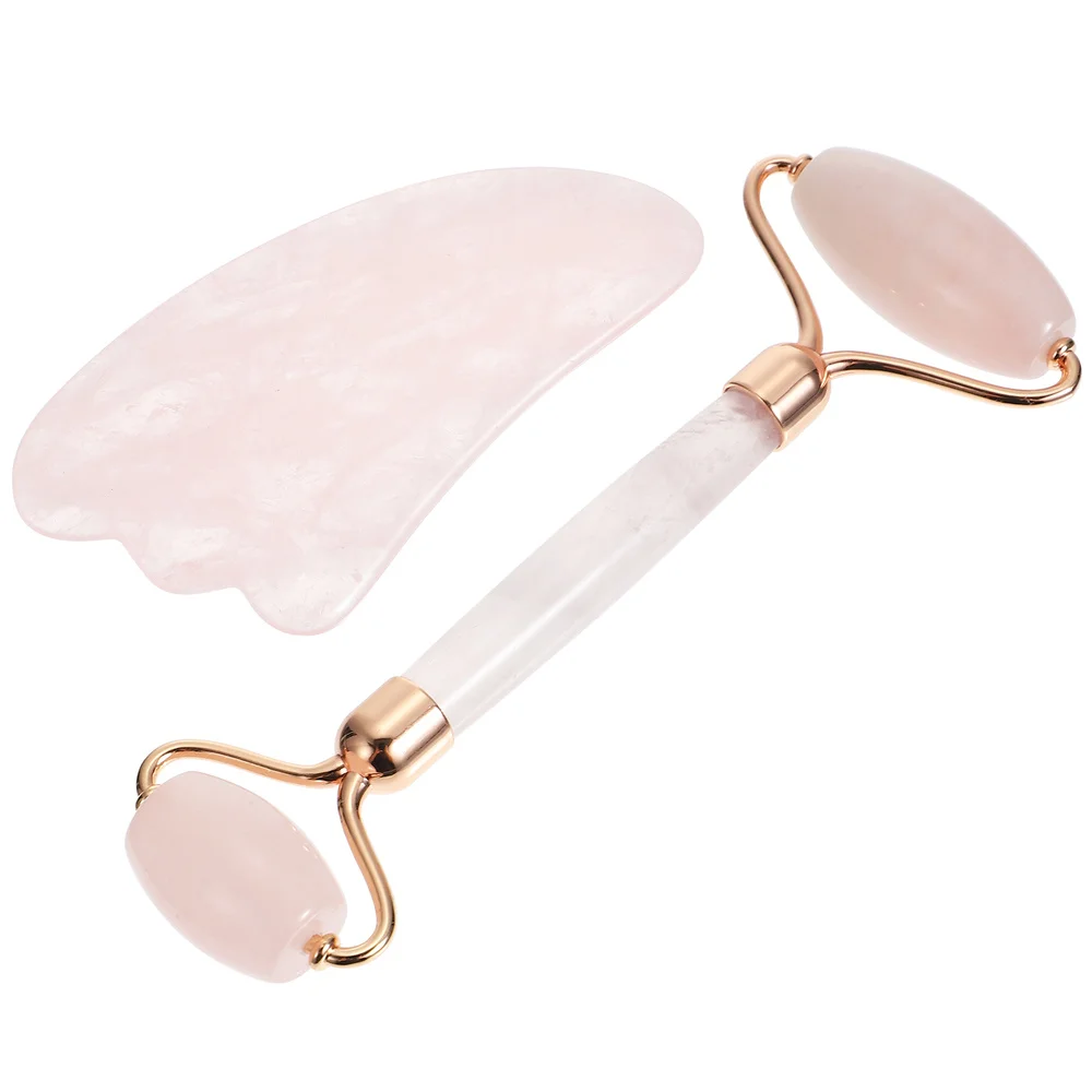 

2Pcs Double-Head Natural Stone Face Roller Massager with Scraping Board