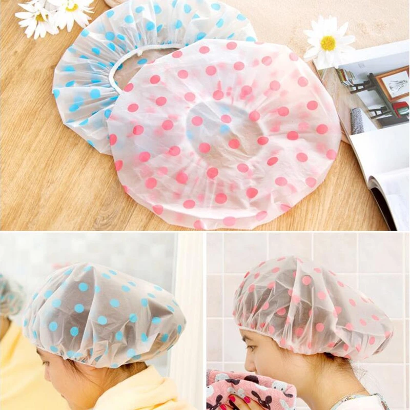 

2/5/10 PCS Elastic Waterproof Bath Vinyl Bathing Hair Shower Dust-proof Caps New Waterproof Bathroom Accessories
