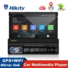 Выдвижной стереоприемник Hikity 1Din, Android 7 '', автомобильный мультимедийный плеер с GPS, Wi-Fi, Bluetooth, радио для Nissan, Hyundai, Kia, Toyata