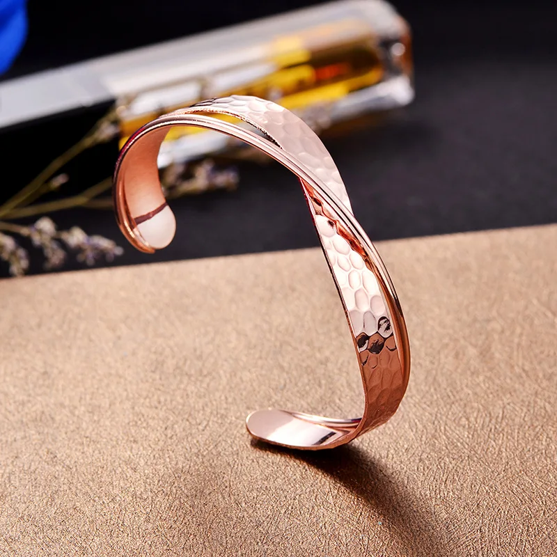 Корейский модный открытый металлический браслет медный розовое золото Женские