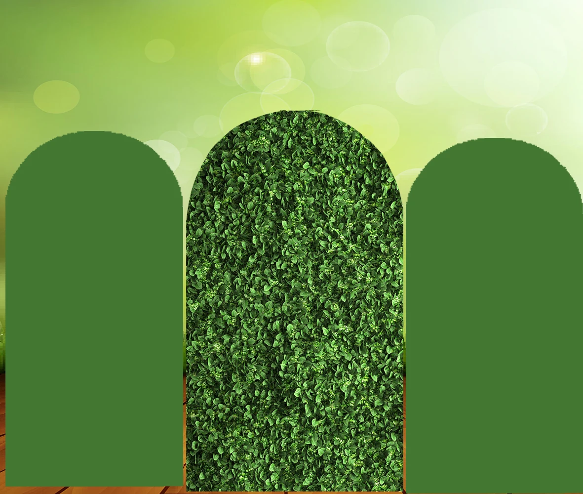 

Arch Backdrops Background Covers Green Leaves Plain Color Party Decoration Banner Photo Shoot Double Print Baby Shower Elastic