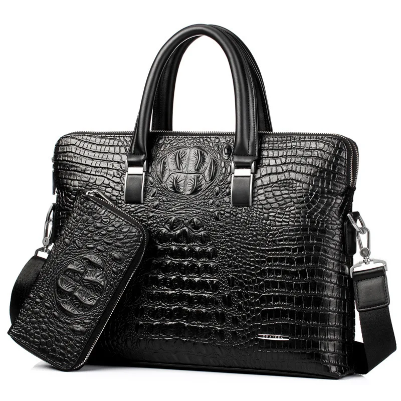 

Men Handbag Men Business Fashion Crossbody Bag Crossbody Computer Bag Cowhide Business Briescase Crocodile print Men Bag
