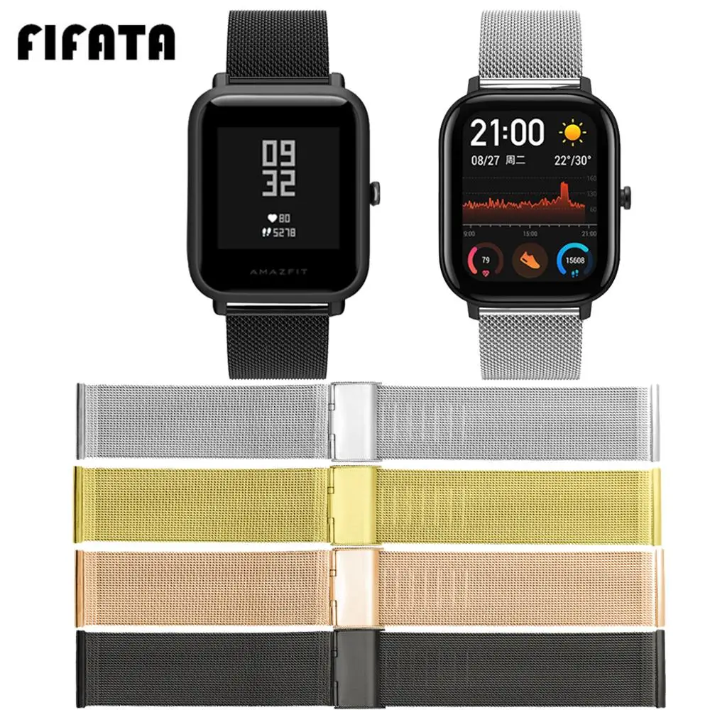 

FIFATA 20 22MM Metal Replacement Watch Strap For Huami Amazfit GTS Smart Watch For Amazfit Bip Watch Band For Amazfit GTR Watch