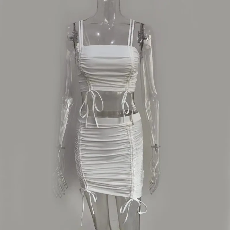 

Women, Sexy, Suspenders, Folds, Drawstring, Two Pieces, Skirts, Summer 2021, Female, E270