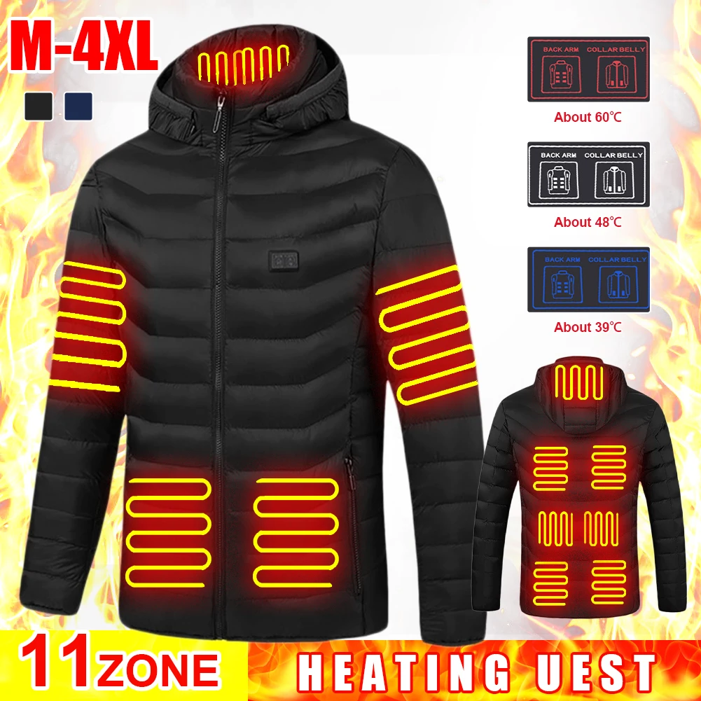 New 11 Areas Heated Jackets Fashion Men Women Winter Outdoor Electric Heating Jackets USB Charge Thermal Coat Winter Heated Hunt