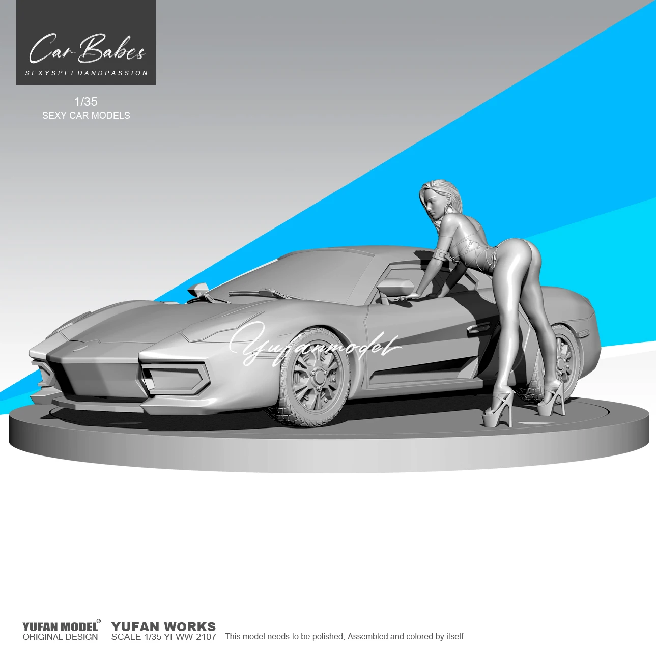 

1/35 YUFAN MODEL Resin model kits (1 Sports car + 1 beauty)self-assembled YFWW-2107