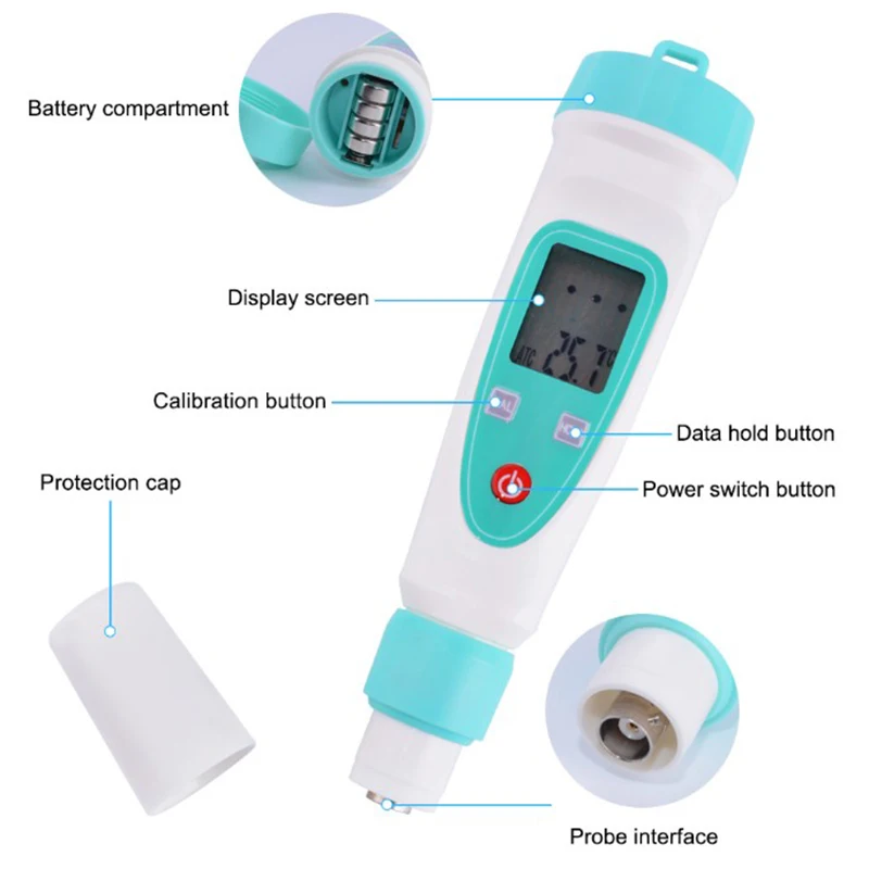 Ph Meter Ph-220W Tester Portable 0-14 Pen Type Precision Instrument With Buffer Power | Инструменты