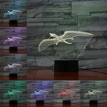 G 3D Dinosaur Lamp Raptor Pterosaur Table Beside Night Light Kid Boy Gift Creative Animal Atmosphere Lighting LED Touch RemoteBase - Испускаемый цвет: G