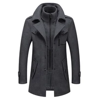 mens wool blend coat casual windbreaker strong and cold resistant double collar novel autumn and winter