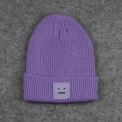 

Cute smile Crochet Knit Cap Beanie 2020 Autumn New Solid Warm Beanies Caps Knitted Hat Girls BoysWinter Hats