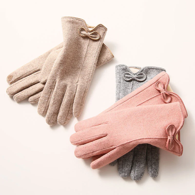 

New Women Winter Keep Warm Touch Screen Thin Section Gloves Single Layer Plus Velvet Inside Female Elegant Soft Gloves