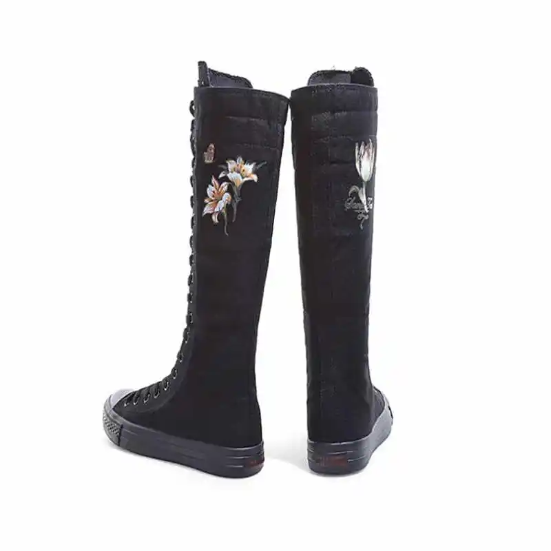 

Autumn and winter hip-hop new casual canvas inner zipper glue high-tube female hand-painted dance shoes