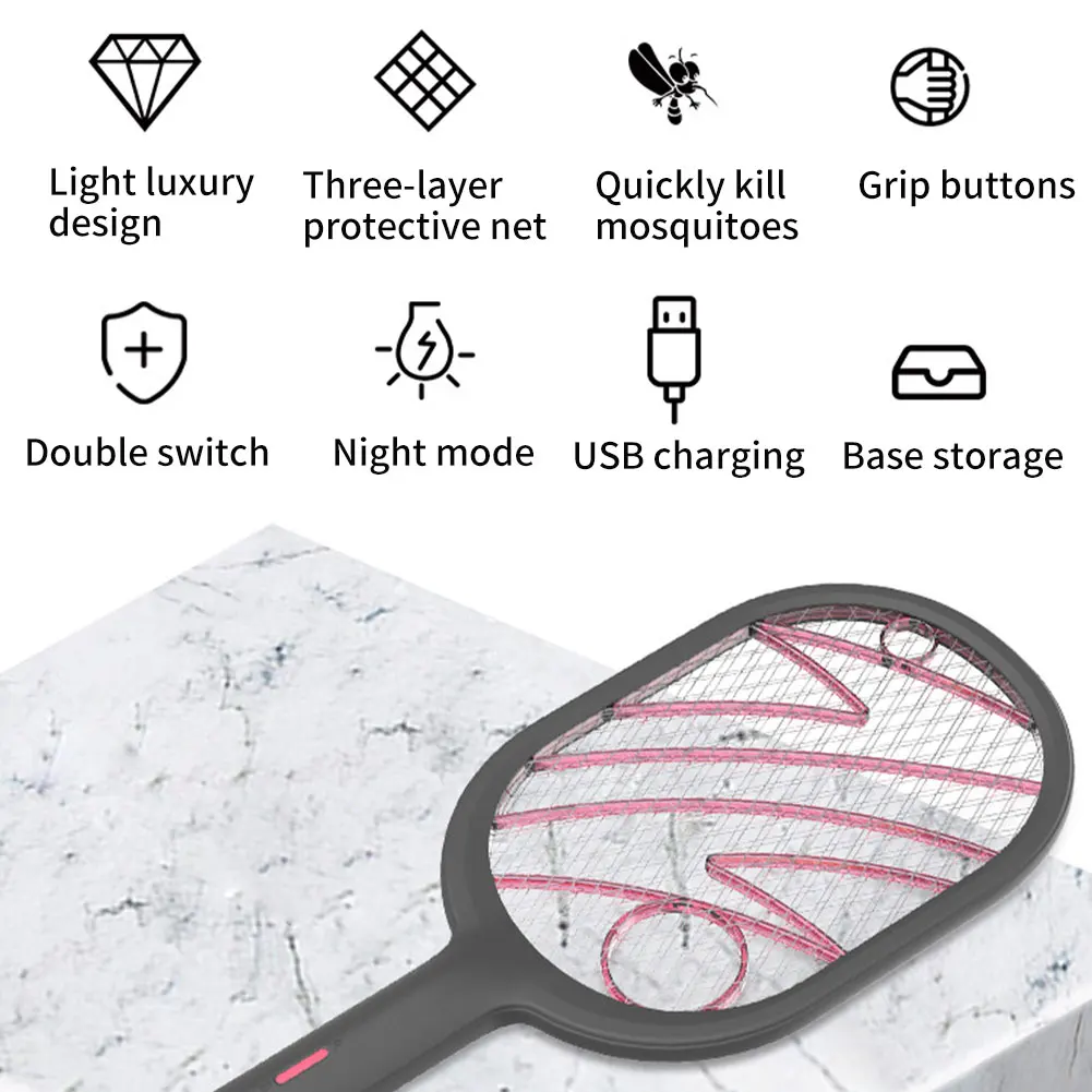 

Summer Mosquito Swatter Zapper Fly Catcher Photocatalyst Mosquito Killer With LED Light For Zap Flying Insects Thunder Green