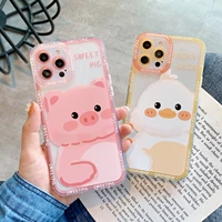 for iphone 13 pro case cute animals piggy soft len phone case for iphone 11 12 pro max xs xr x 7 8 plus cartoon duck cover cases