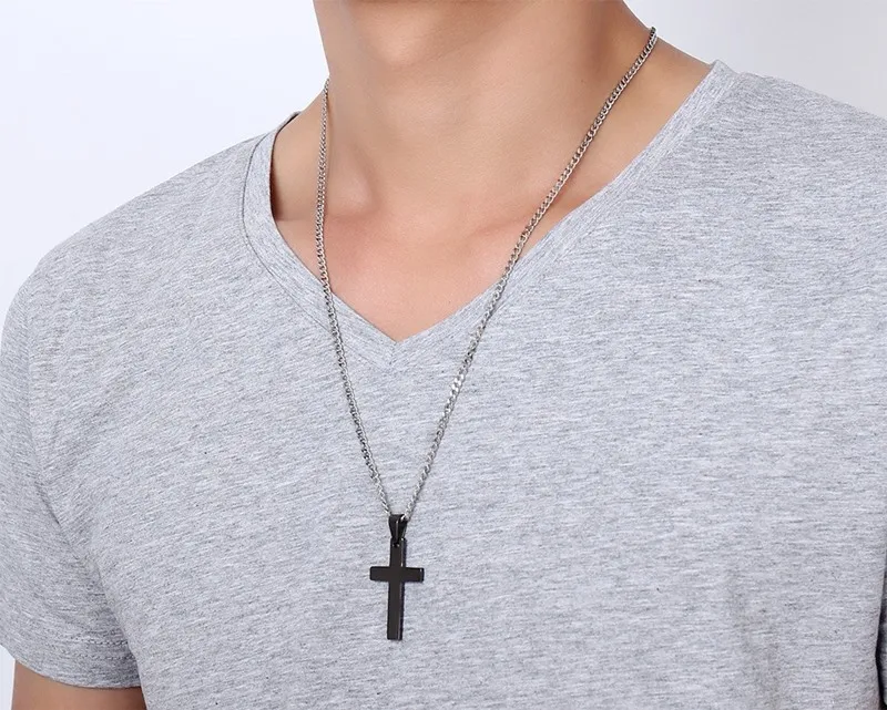 

Vintage Cross Pendant Necklace Cross Pendant Stainless Steel Necklace Link Chain Charm Necklace Men Women Necklace Jewelry