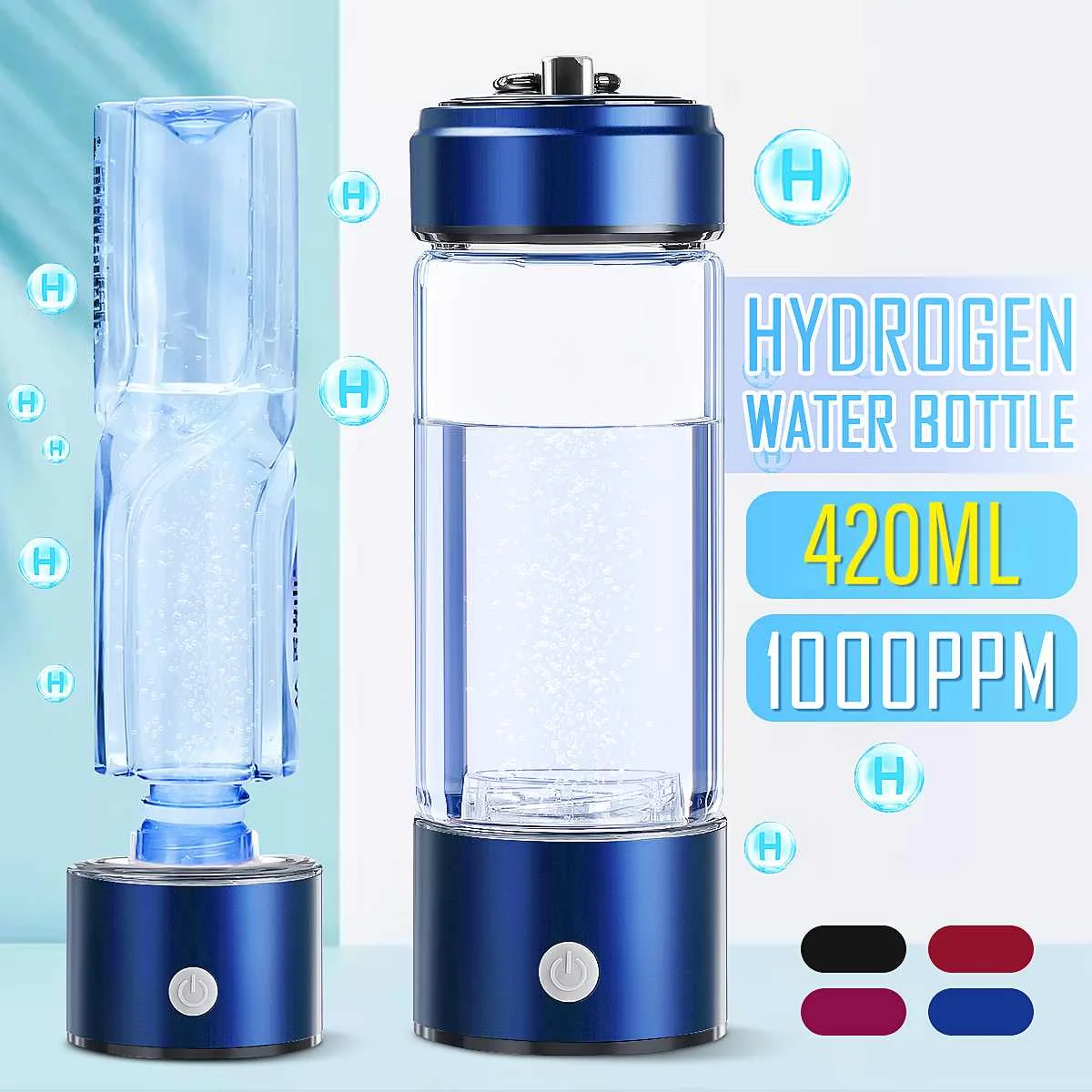 

420Ml Portable Hydrogen Generator Water Filter Ionizer Pure H2 Pem Rich Hydrogen Alkaline Bottle Electrolysis Drink Hydrogen