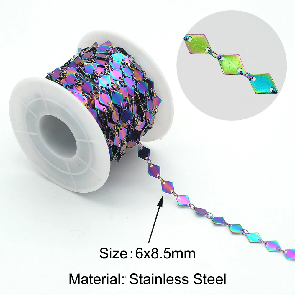 

10 meters/lot 6x8mm Rhombus 100% Stainless Steel DIY Jewelry Chains Wholesale Top Quality OEM order Accepted Never Fade