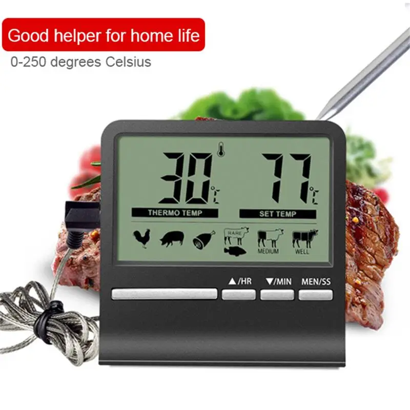 

Food Thermometer Stainless Steel Probe LCD Digital Display Instant Read with Stand Holder Temperature Gauge for BBQ Meat Baking