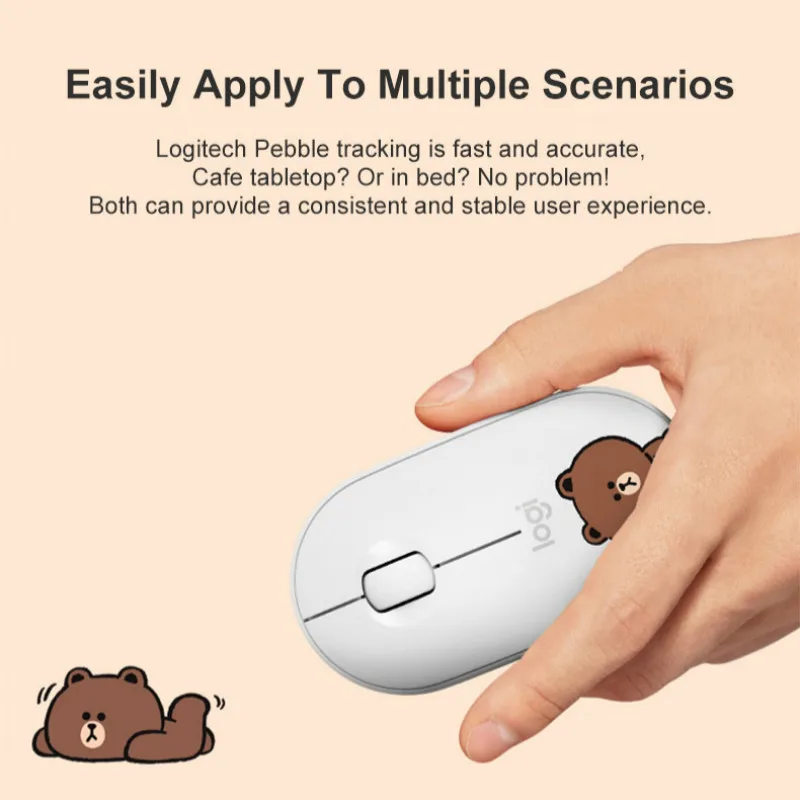 Беспроводная Bluetooth Мышь Logitech Pebble LINE FRIENDS бесшумная тонкая мышь для ноутбука ПК