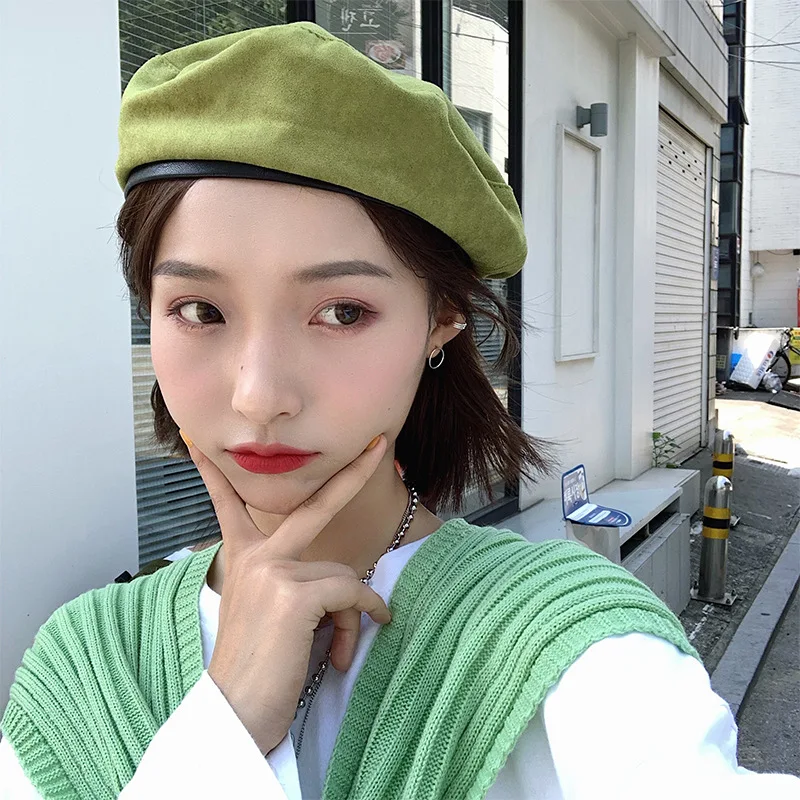 

Octagonal Women's Hat Autumn and Winter Korean Version of The Wild Japanese Painter Hat British Retro Beret Ins Tide Hat