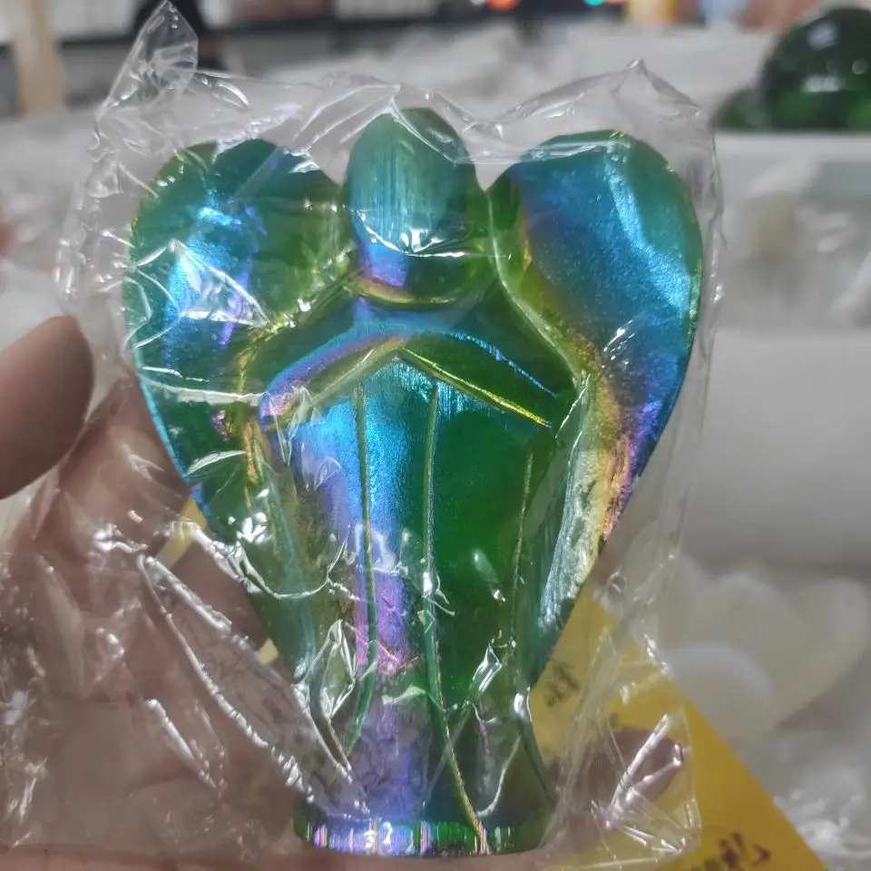 10cm green Electroplating gypsum Wishing angel spiritual energy stone home decoration | Дом и сад