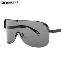 oversized rimless sunglasses women men 2021 new one piece lens visor mask windproof luxury black big sun glasses shades unique