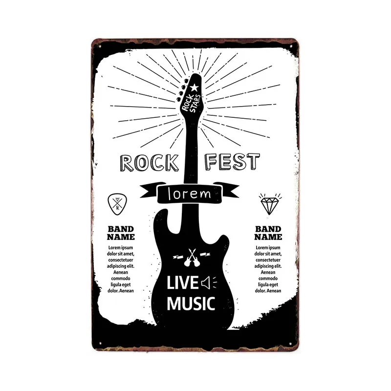 Винтажный металлический жестяной знак Rock n рулонный плакат Music настенное