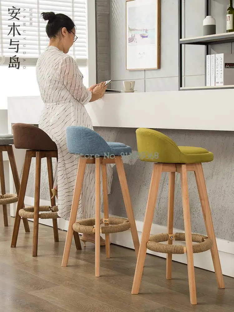 Европейский Стиль барный стул из массива дерева Ретро мода высокий табурет