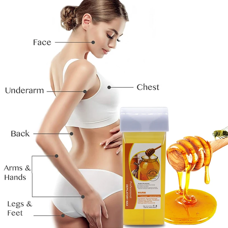 2Pcs Hair Removal Wax Cream 12 Flavor Refillable Depilatory Roller Cartridge for Face Legs Arms Eyebrow Waxing Kit Facial - купить по