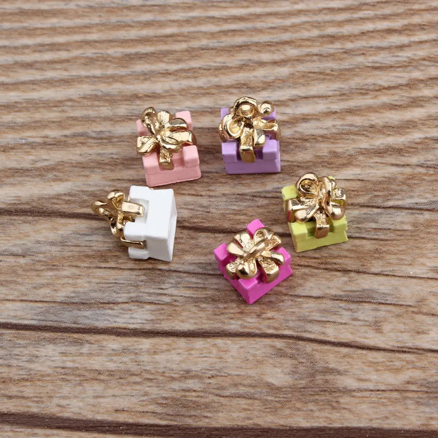 

Zinc Alloy Candy Color Gift Box Enamel Charms for DIY Jewelry Making Finding Accessories 10pcs/lot