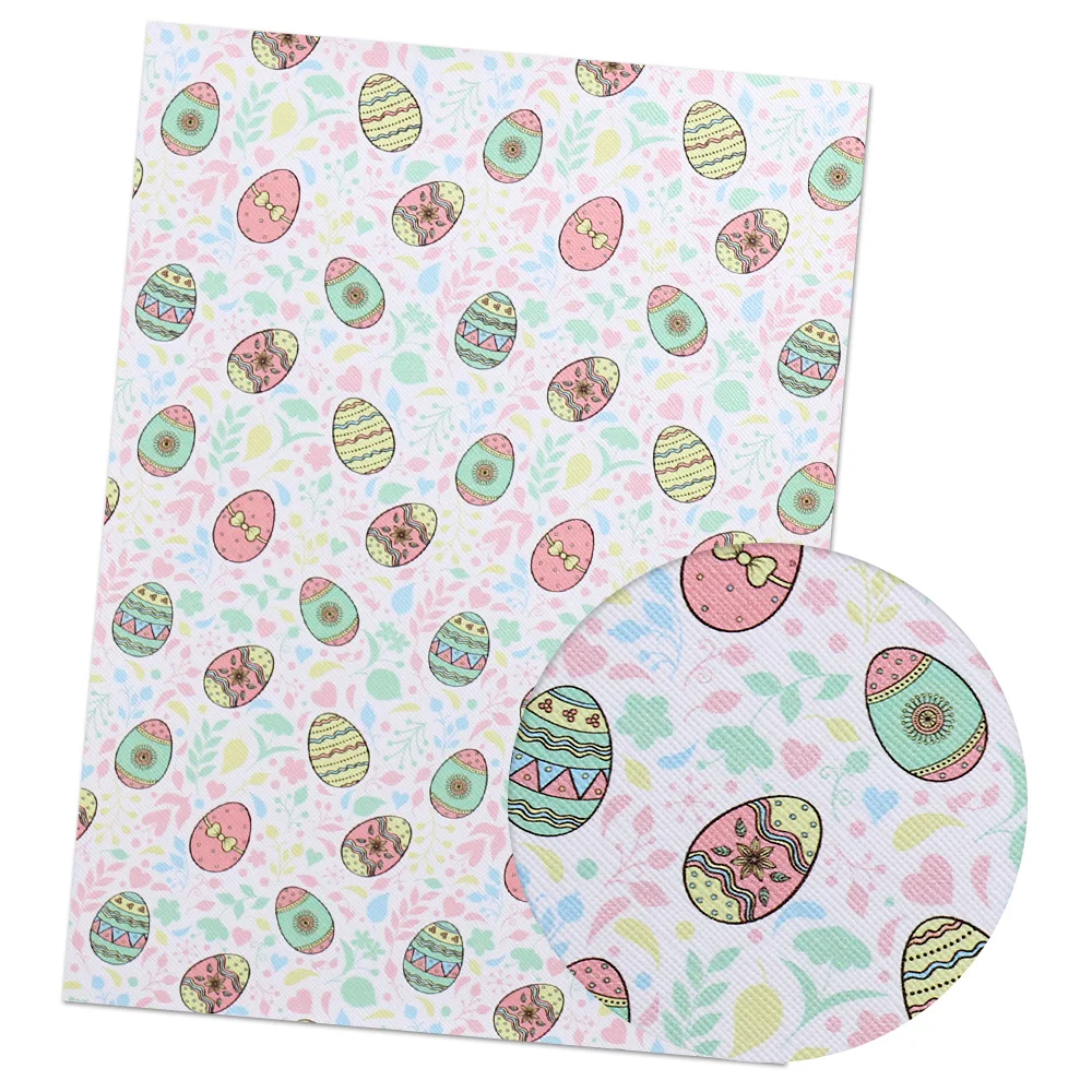 09 IBOWS 22*30cm 1pc Easter Faux Synthetic Leather Sheet Rabbit Egg Printed Fabric DIY Hair Bows Supplies Handmade Crafts Materials - Цвет: 09