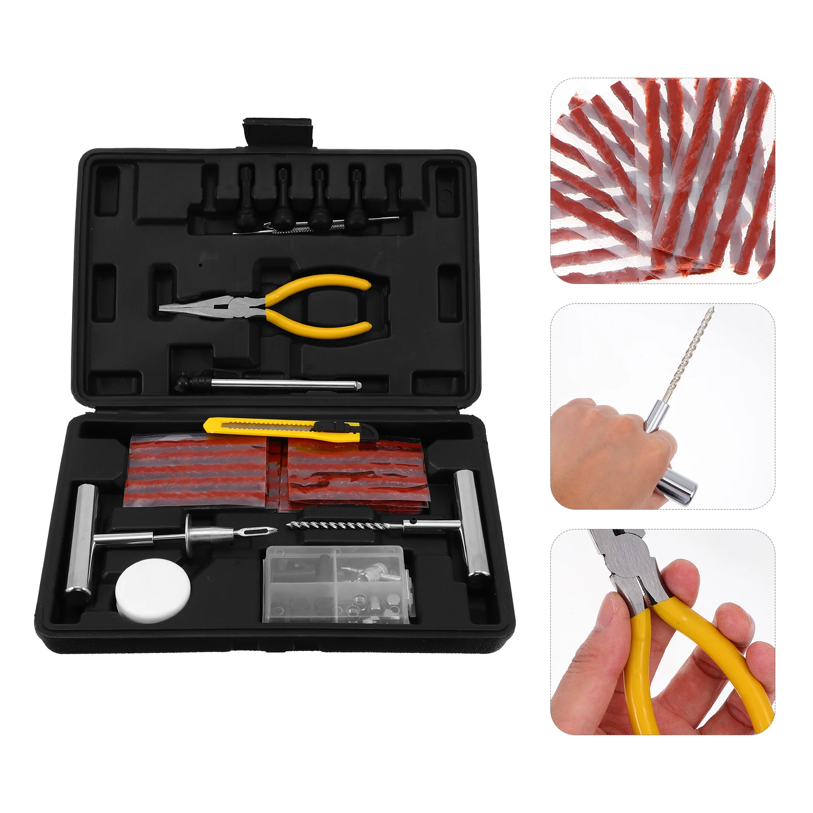 

Car Tire Puncture Repair Kit Motorcycle Bike Tyre Repair Kit Emergency Heavy Duty Tubeless Plug Set Professional Portable