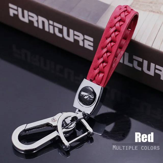 silver red Качественный Плетеный брелок из натуральной кожи для ключей Пряжка подковы автомобильный брелок для мужчин качественные автомобильные ключи аксессуары брелок для ключей - Цвет: silver red