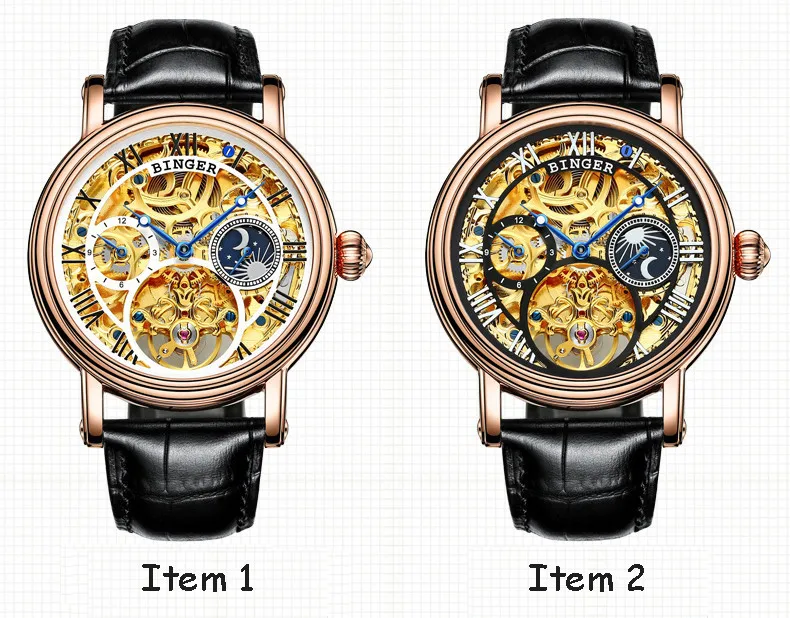 Швейцария БИНГЕР часы для мужчин люксовый бренд Tourbillon Relogio Masculino водостойкие Скелет механические часы B-1171-3