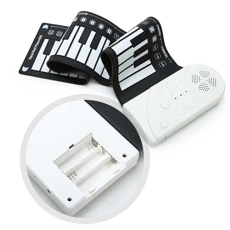 

Folding Electronic Keyboard Portable 49-Key Flexible Silicone Roll Up Piano for Children Student Early Learning Education