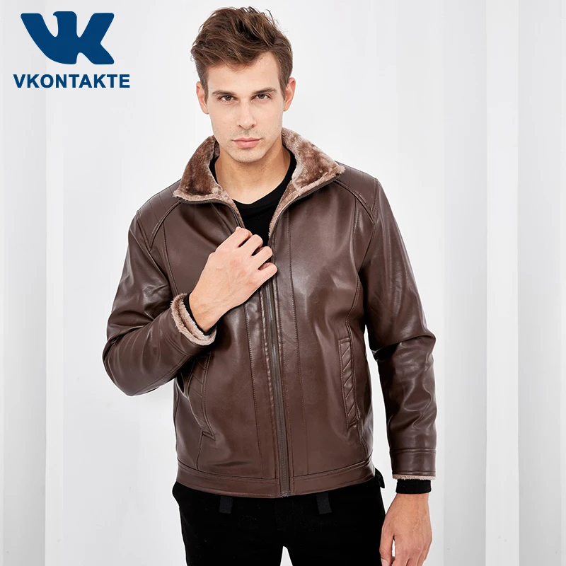 Мужская зимняя меховая кожаная куртка новое мотоциклетное кожаное пальто из